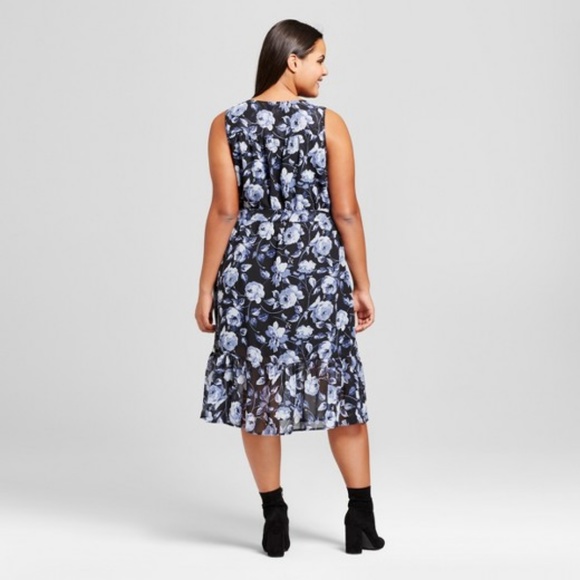 NEW A New Day Blue Floral Print Midi Dress [D2] - Picture 2 of 8
